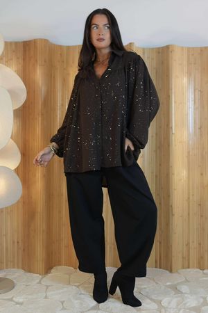 Suki Night Sky Peasant Blouse Chocolate